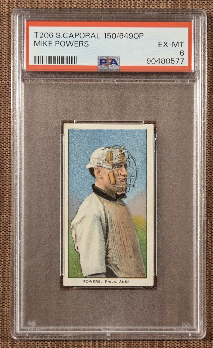 1909 Sweet Caporal 150/649OP T206 Mike Powers Baseball Card PSA 6 POP 3 Top Grd0