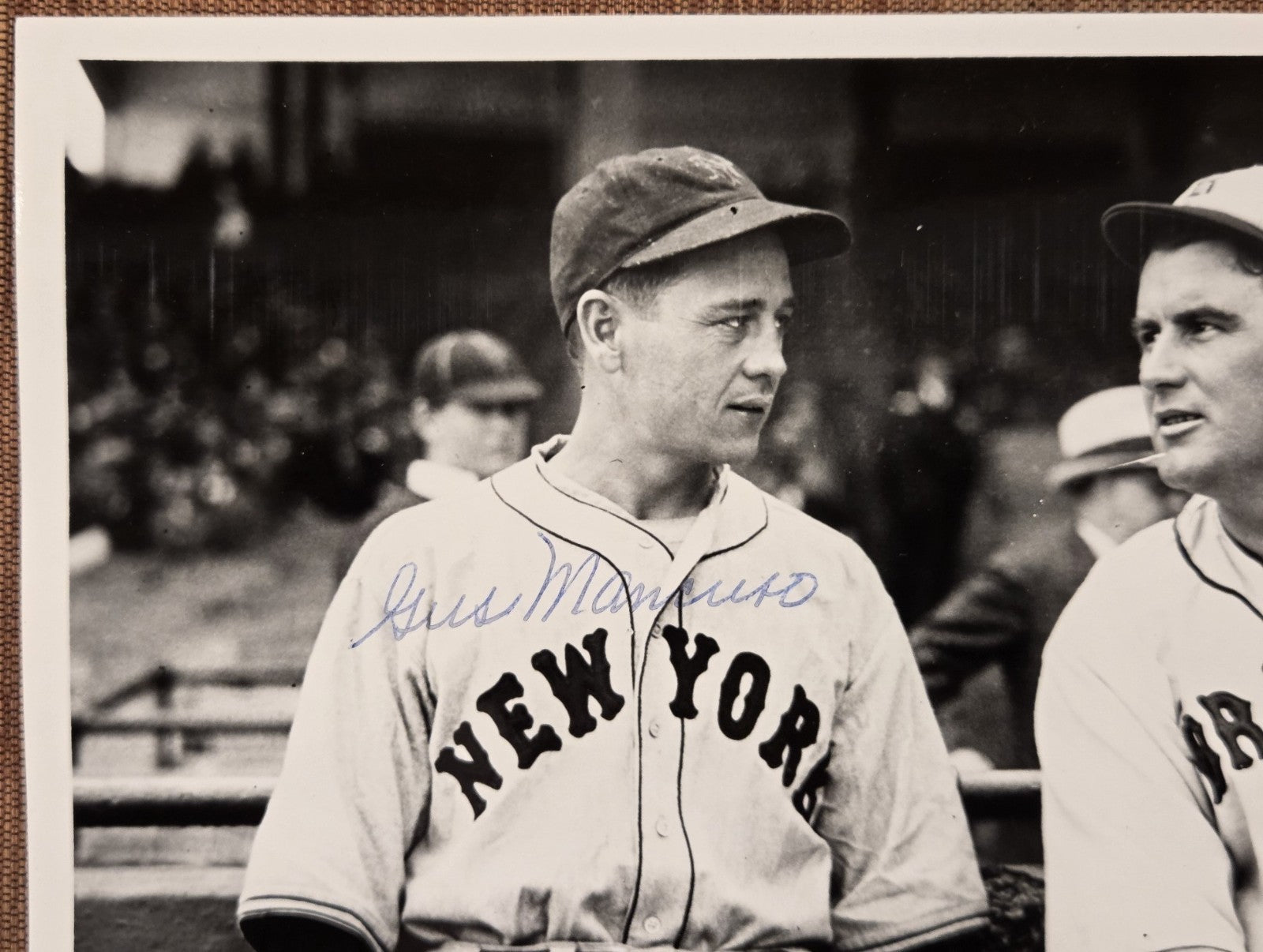 Gus Mancuso Auto New York Giants 1930's Baseball 8x10 Photo JSA Shanty Hogan1