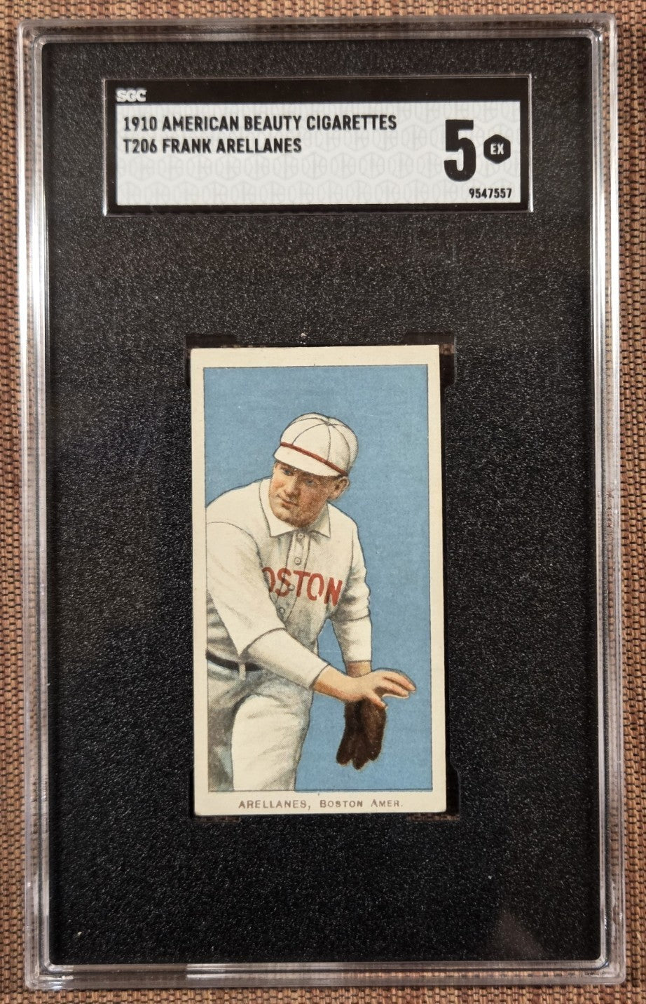 1909 American Beauty T206 Frank Arellanes Red Sox Baseball Card SGC 5 POP 10