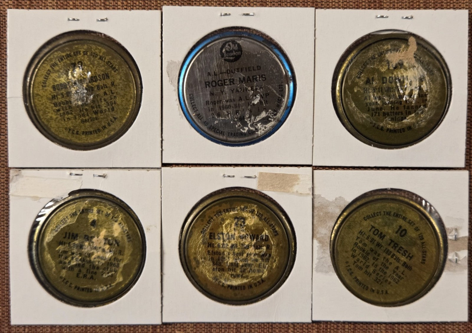 1965 Old London Maris 1964 Topps Tresh Howard Richardson Downing Baseball Coins4