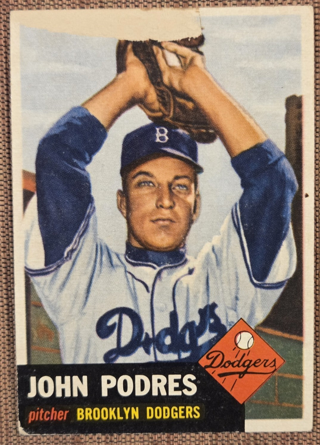 1953 Topps #263 Johnny Podres Brooklyn Dodgers Rookie Original Baseball Card RC0