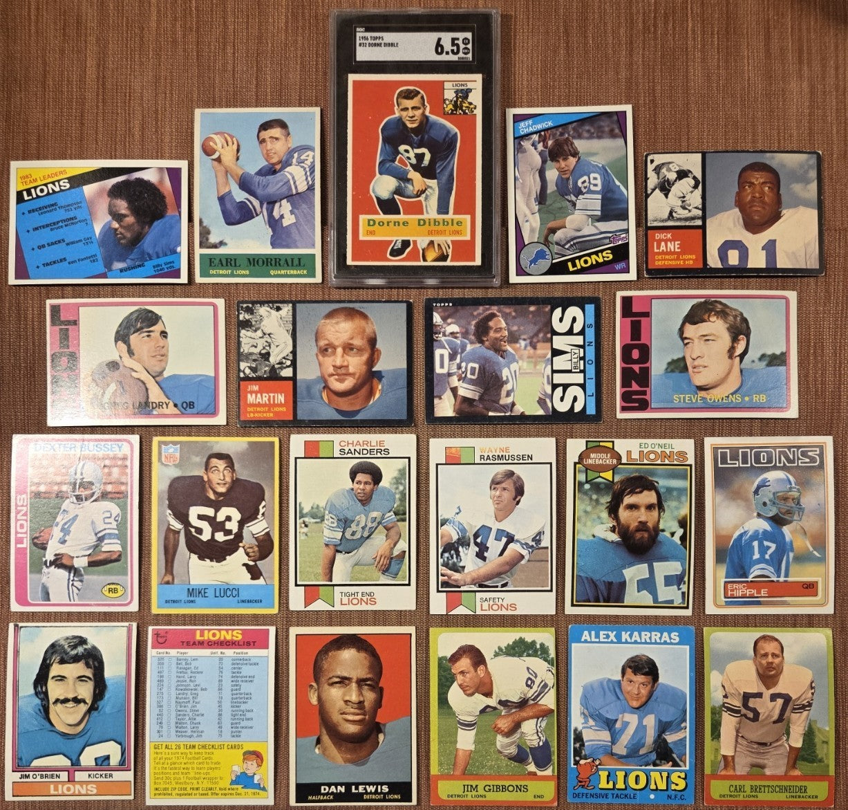 Detroit Lions Football Cards Dibble SGC Lane Morrall Karras Landry Sims Sanders0