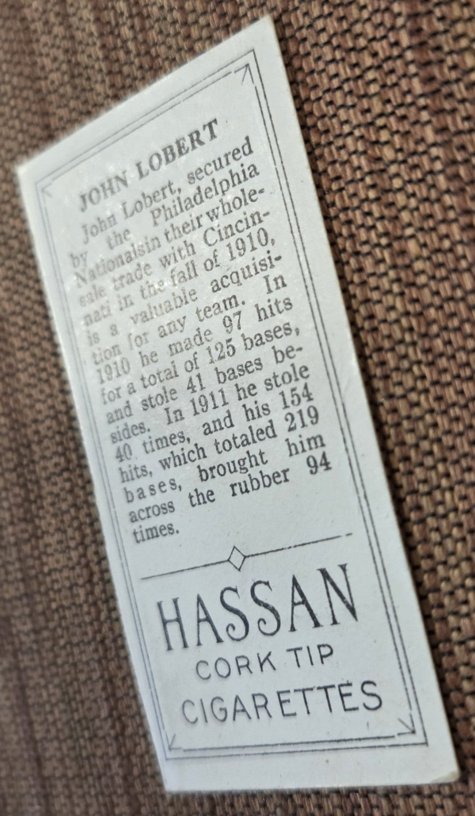 1912 Hassan Triple Folders T202 Hans Lobert Phillies Giants Cut Baseball Card4