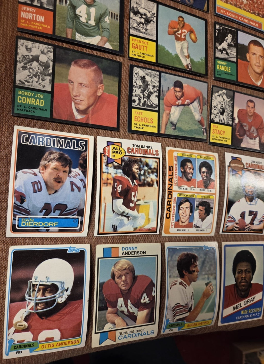 Topps Cardinals Football Cards Dierdorf Gray Metcalf Wehrli Anderson Gautt SP RC6