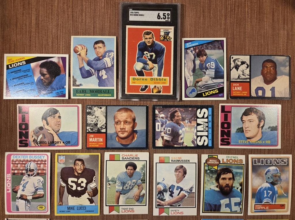 Detroit Lions Football Cards Dibble SGC Lane Morrall Karras Landry Sims Sanders1