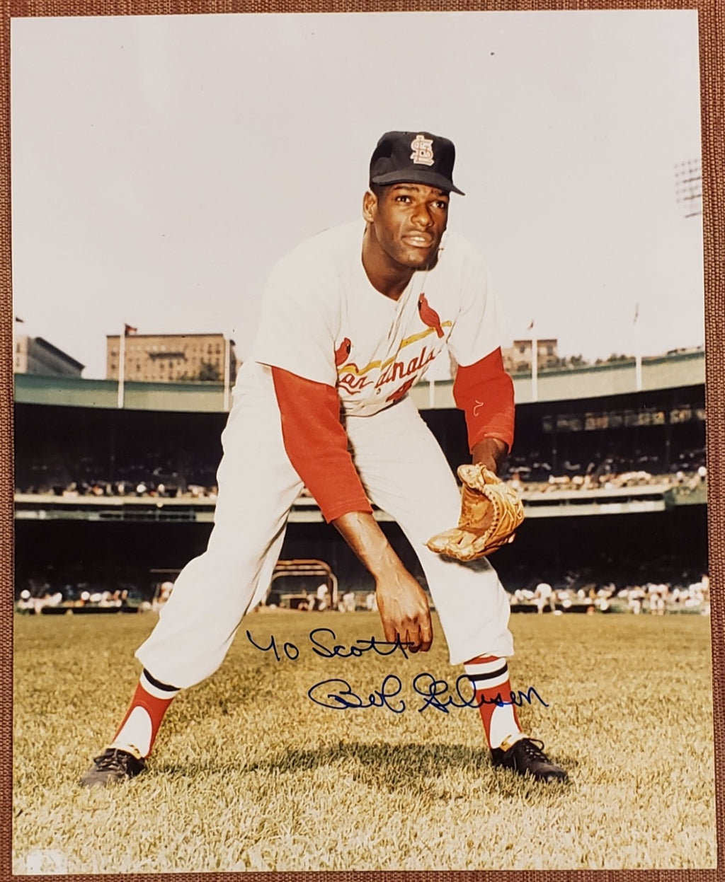 Bob Gibson Auto St. Louis Cardinals Vintage Original Baseball 8x10 Photo JSA HOF0