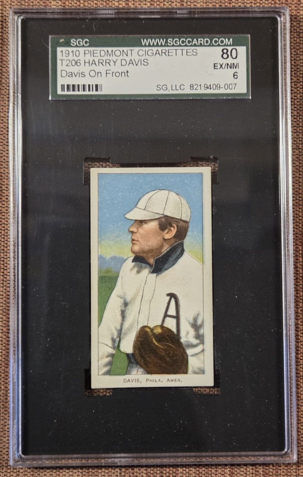 1909 Piedmont T206 Harry Davis Athletics Naps Senators Giants Baseball Card SGC60