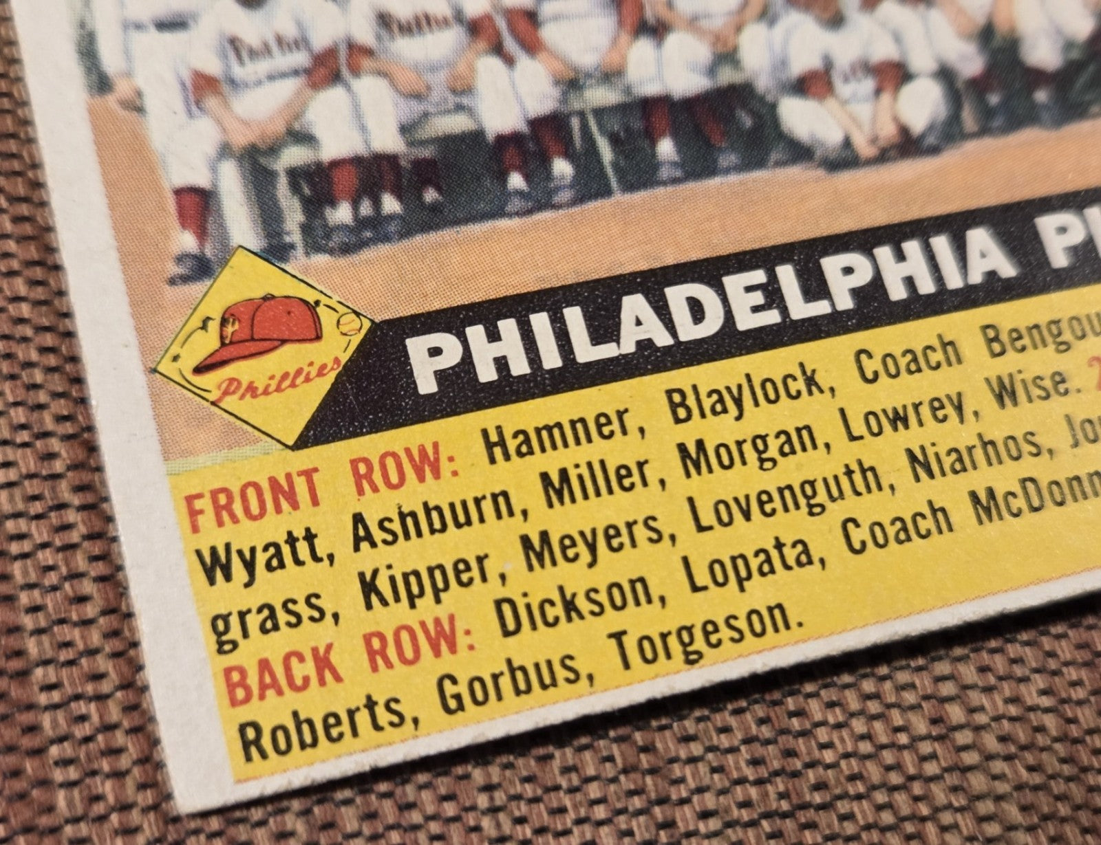 1956 Topps #72 Phillies Baseball Card Ashburn Simmons Lopata Niarhos Roberts1