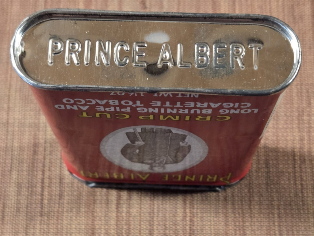 Vintage Prince Albert Crimp Cut Tobacco Tin 1.5 oz Great Condition Lid Opens3