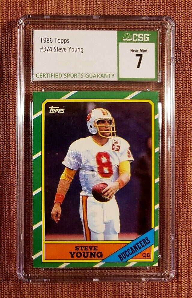 1986 Topps #374 Steve Young San Francisco 49ers Rookie Football Card CSG 7 NM0