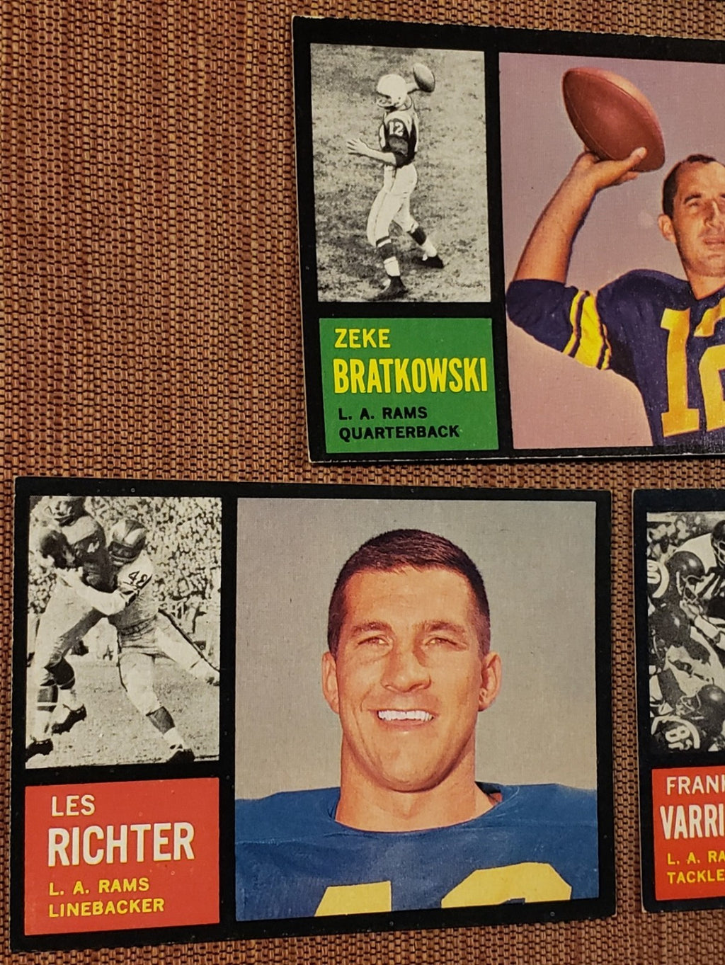 1962 Topps Rams Football Cards Richter Bratkowski & Team SPs Dale RC Varrichione4