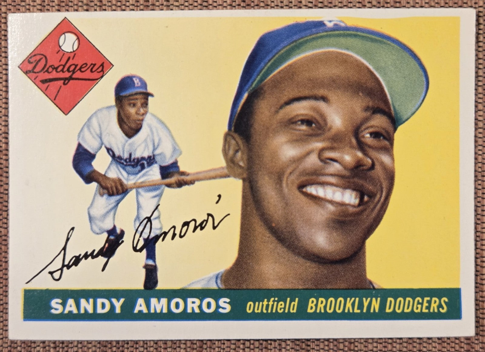 1955 Topps #75 Sandy Amoros Brooklyn Dodgers Vintage Original Baseball Card0