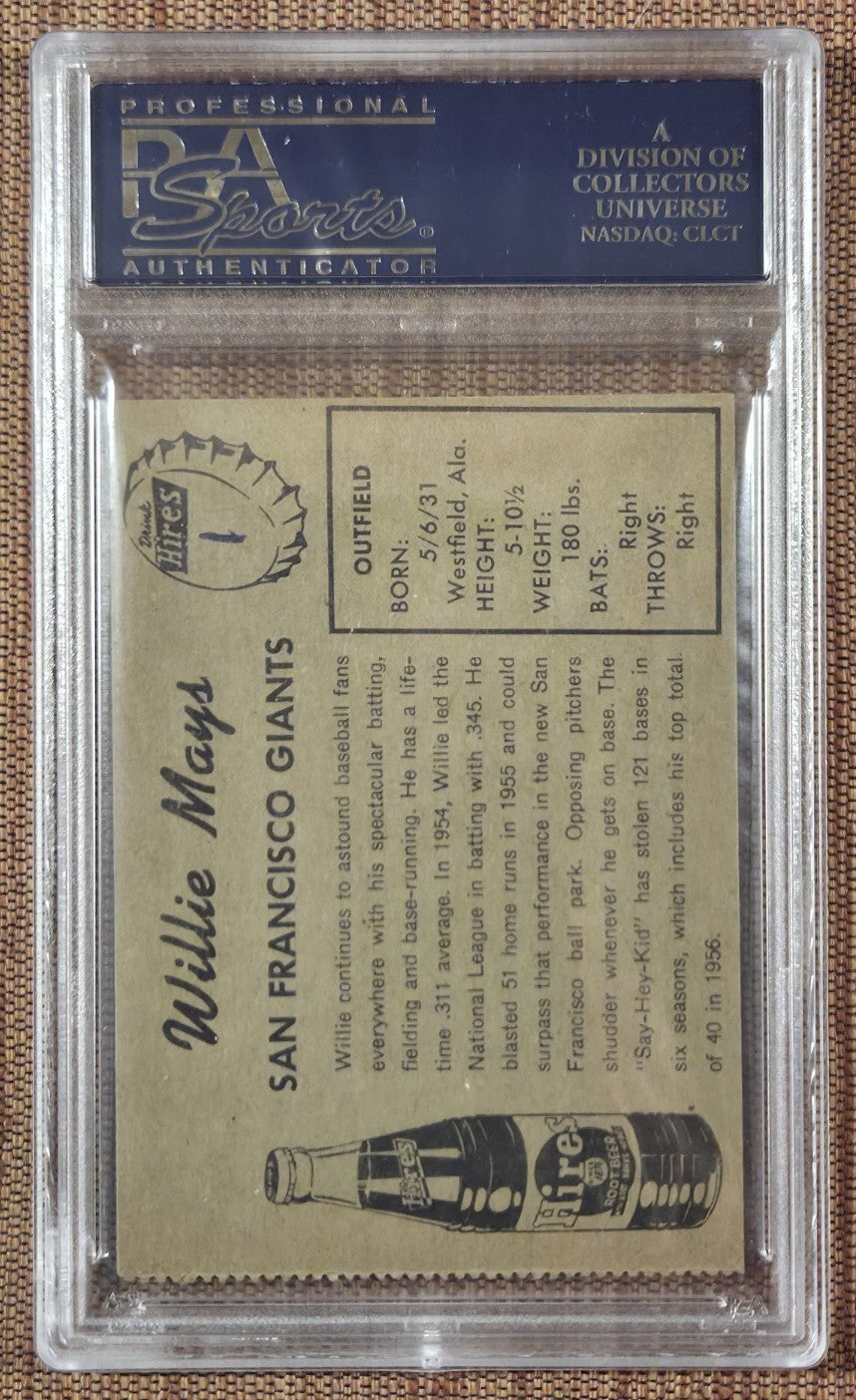 1958 Hires Root Beer Test Set No Tab Willie Mays Giants Baseball Card PSA 6 MK1