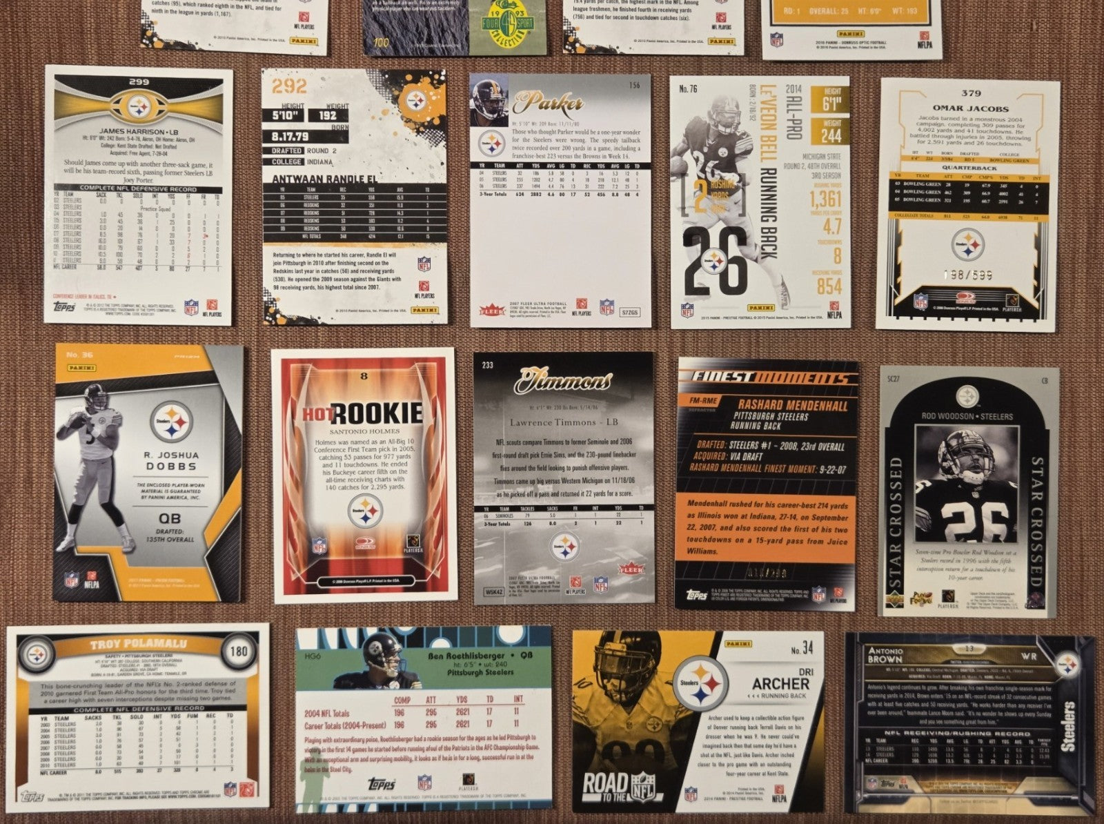 Pittsburgh Steelers Football Cards Roethlisberger Bettis RC Ward Polamalu Dobbs5