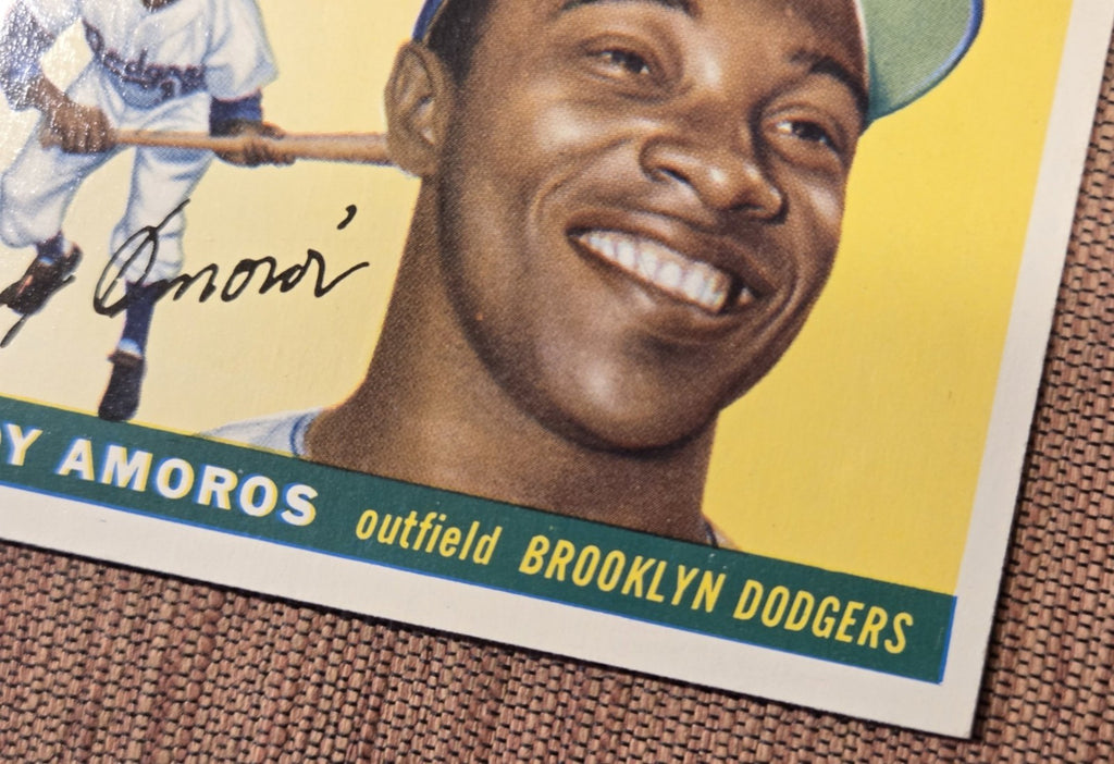 1955 Topps #75 Sandy Amoros Brooklyn Dodgers Vintage Original Baseball Card3
