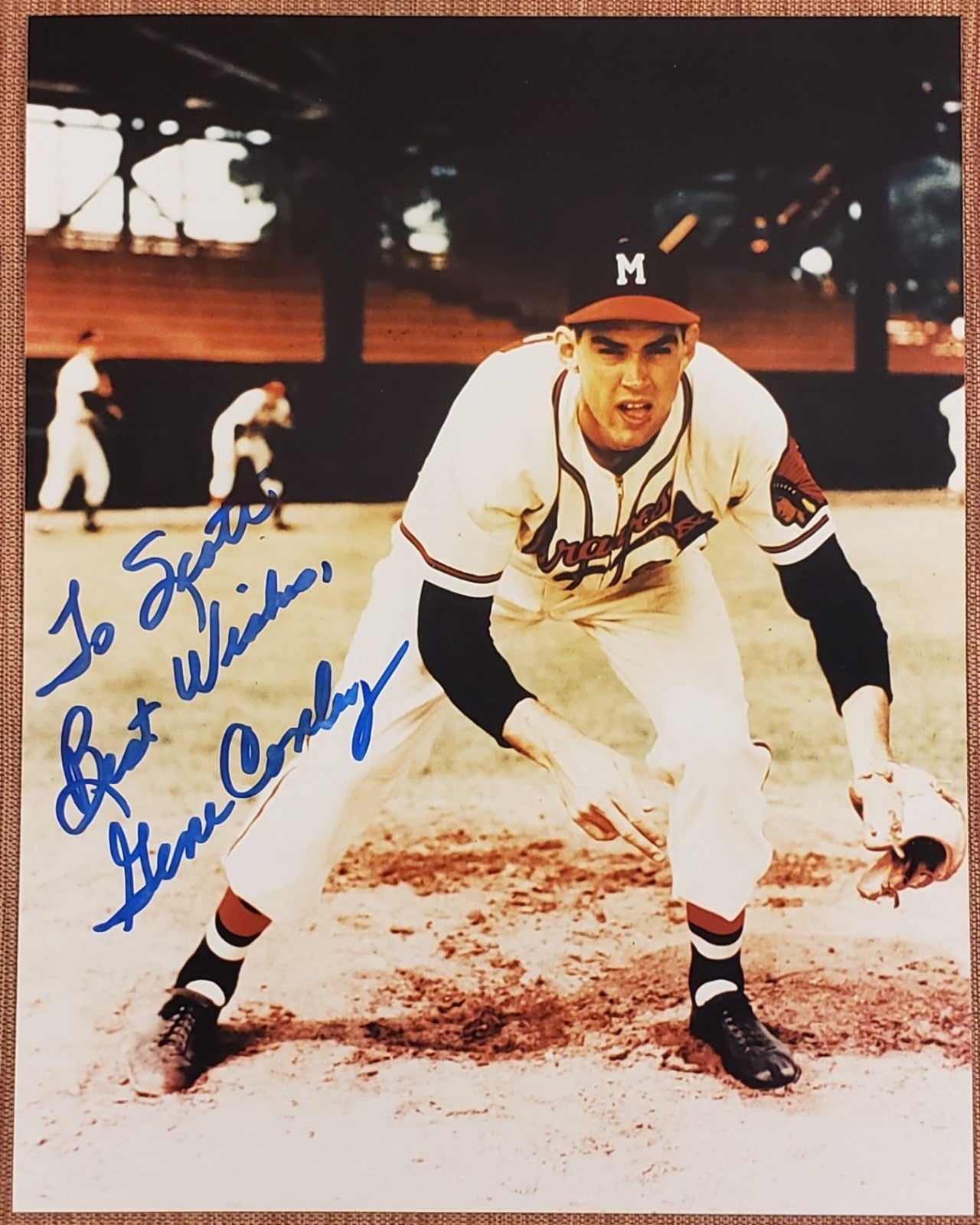 Gene Conley Auto Milwaukee Braves Vintage Original Baseball 8x10 Photo JSA0