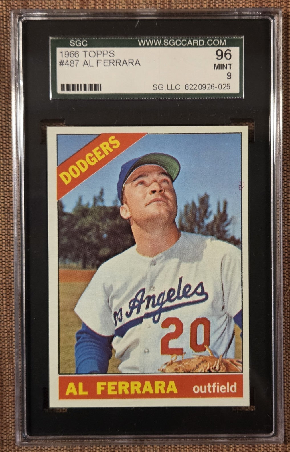 1966 Topps #487 Al Ferrara Los Angeles Dodgers Vintage Baseball Card SGC 9 Mint0