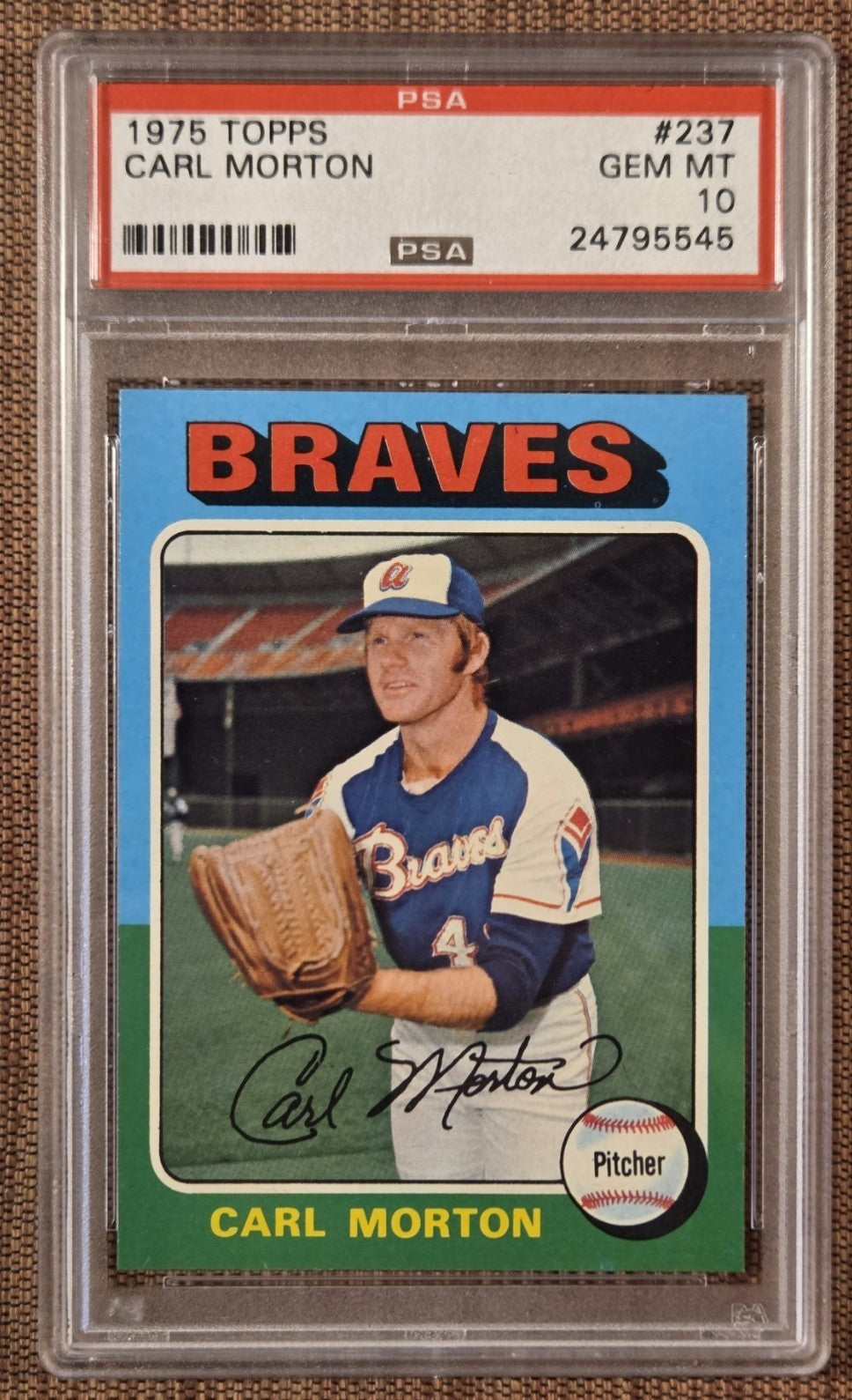 1975 Topps #237 Carl Morton Atlanta Braves Vintage Baseball Card PSA 10 Gem Mint0
