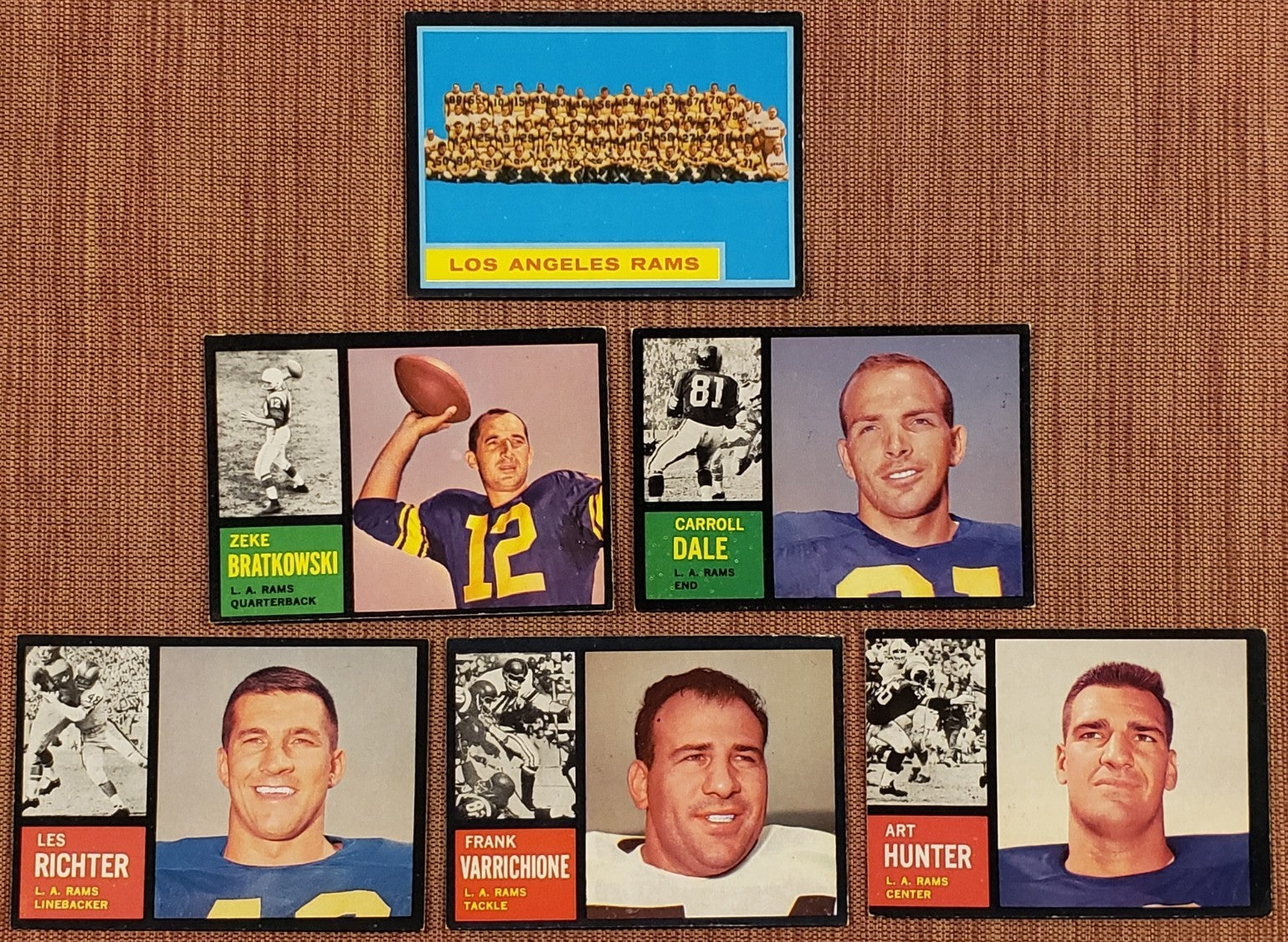 1962 Topps Rams Football Cards Richter Bratkowski & Team SPs Dale RC Varrichione0