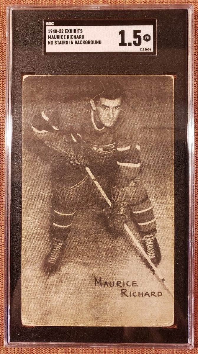 1948 Exhibits Maurice Richard Montreal Canadiens Rookie Hockey Card SGC 1.5 RC0