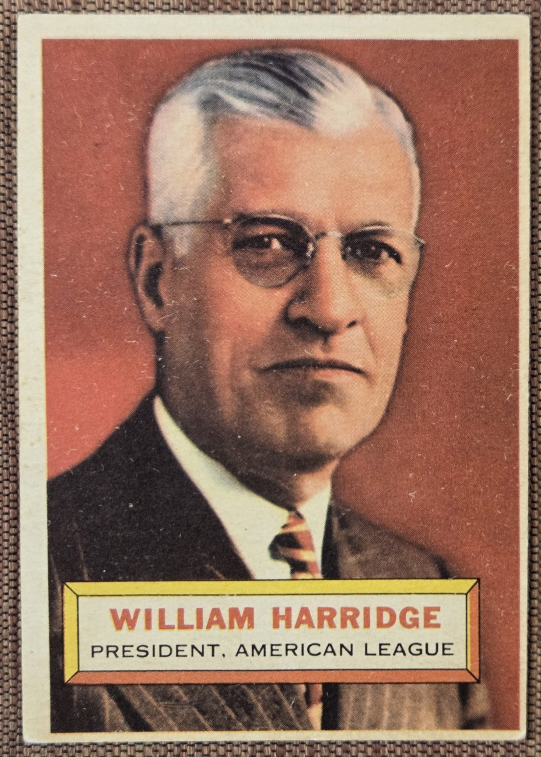 1956 Topps #1 William Harridge American League President Original Baseball Card0