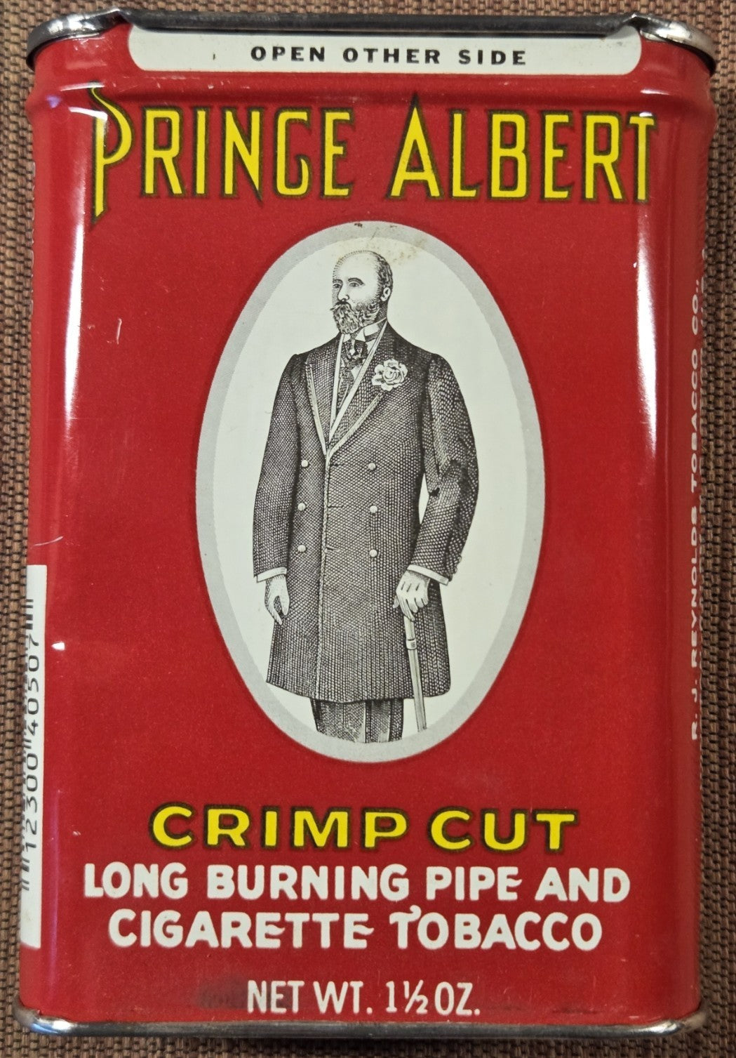 Vintage Prince Albert Crimp Cut Tobacco Tin 1.5 oz Great Condition Lid Opens0