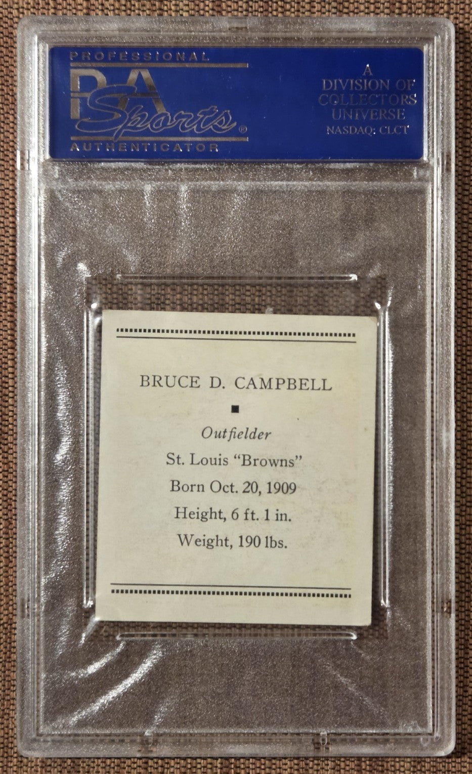1933 Tattoo Orbit R305 Bruce Campbell St. Louis Browns Baseball Card PSA 5 EX2