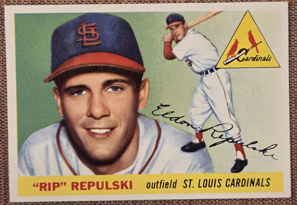 1955 Topps #55 Rip Repulski St. Louis Cardinals Authentic Original Baseball Card0