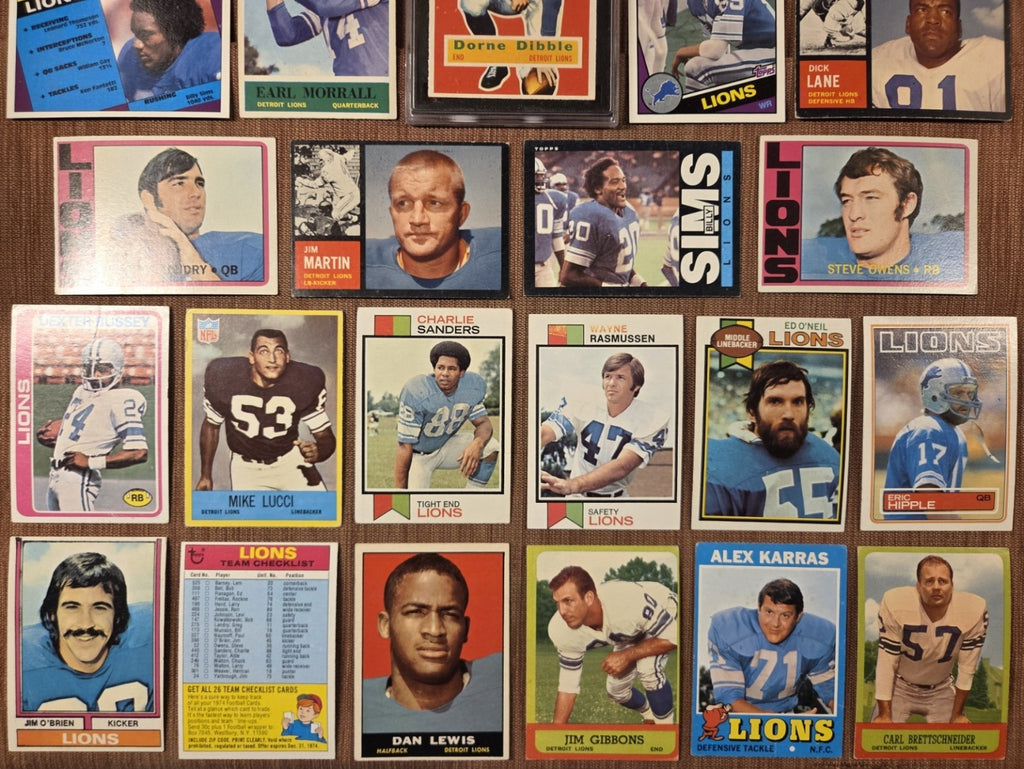 Detroit Lions Football Cards Dibble SGC Lane Morrall Karras Landry Sims Sanders2