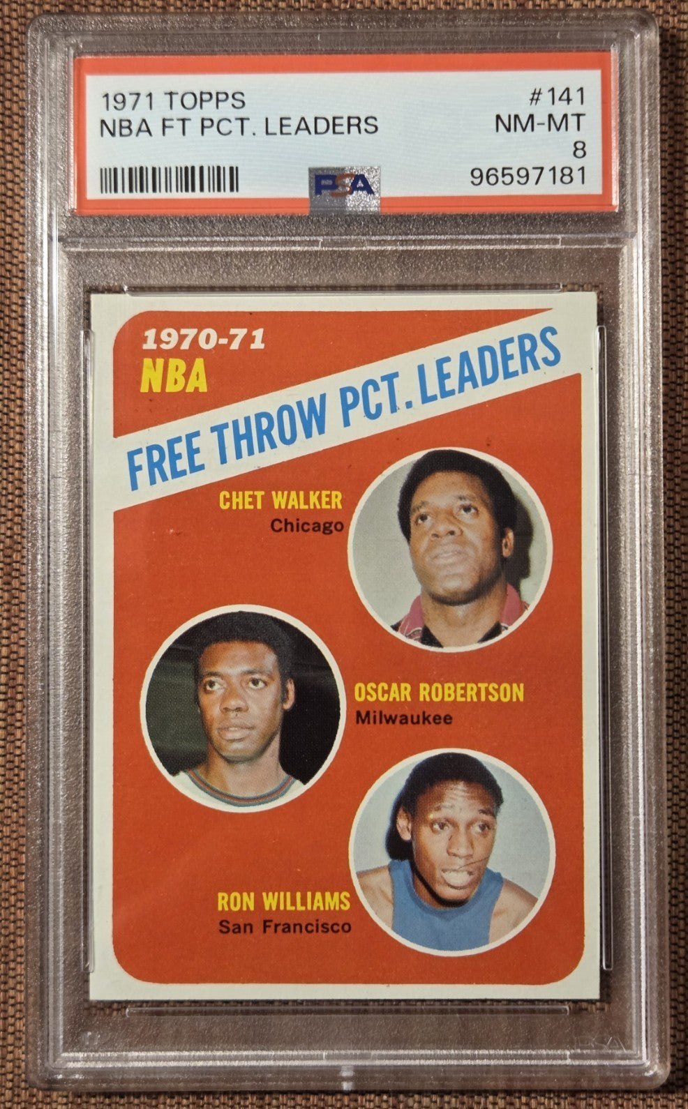 1971 Topps #141 Oscar Robertson Walker Williams Bucks Basketball Card PSA 8 NMMT0