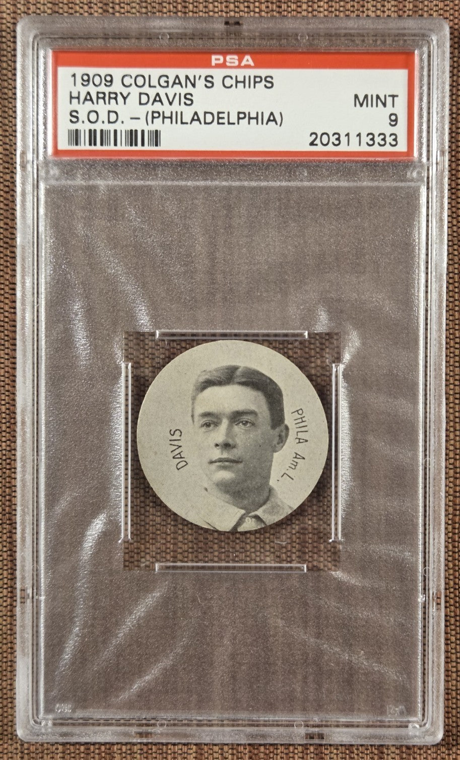 1909 E254 Colgan's Chips Harry Davis A's Baseball Card PSA 9 Mint Highest Graded0