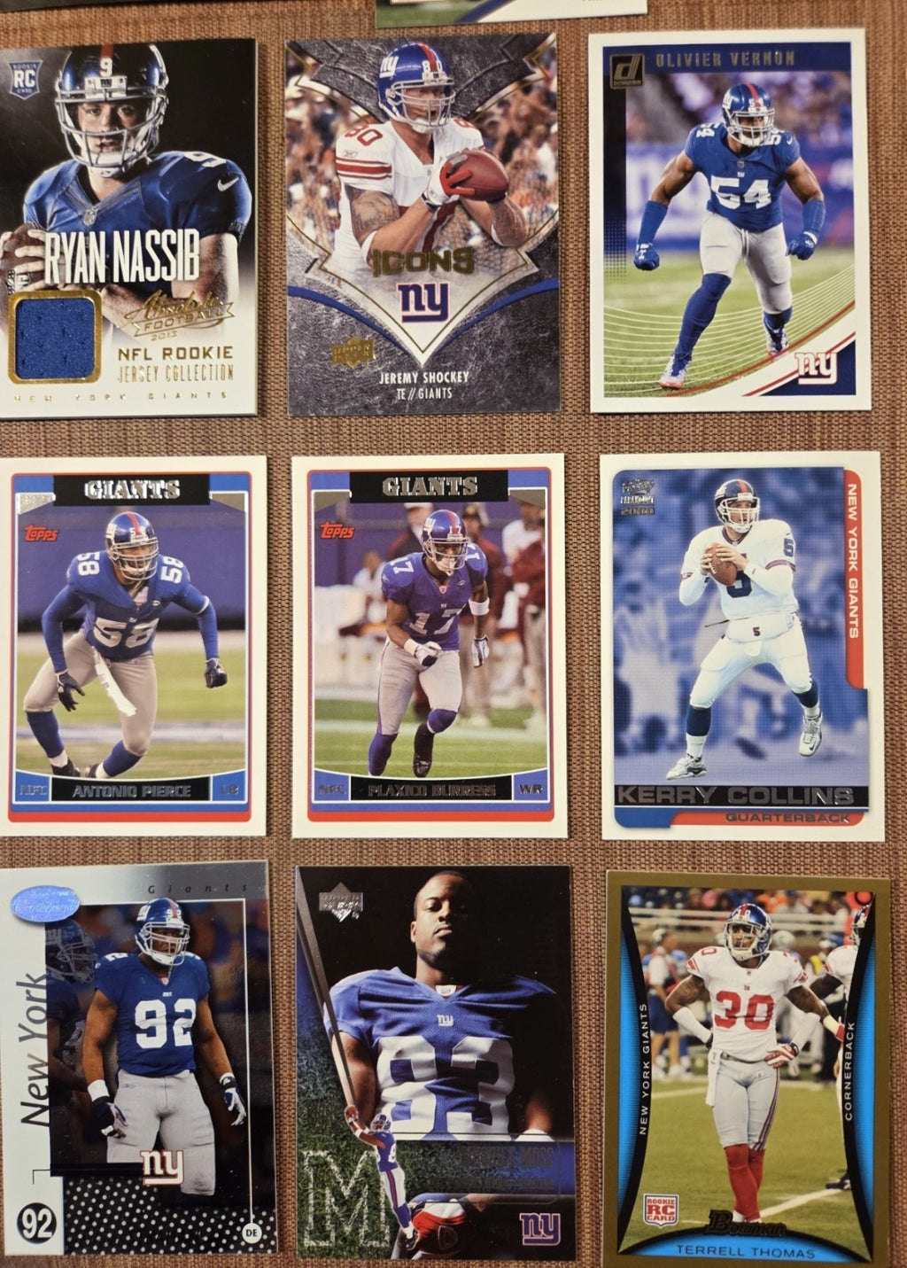 Giants Football Cards Beckham RC Manning RC Hall RC /250 Flowers Strahan LT1