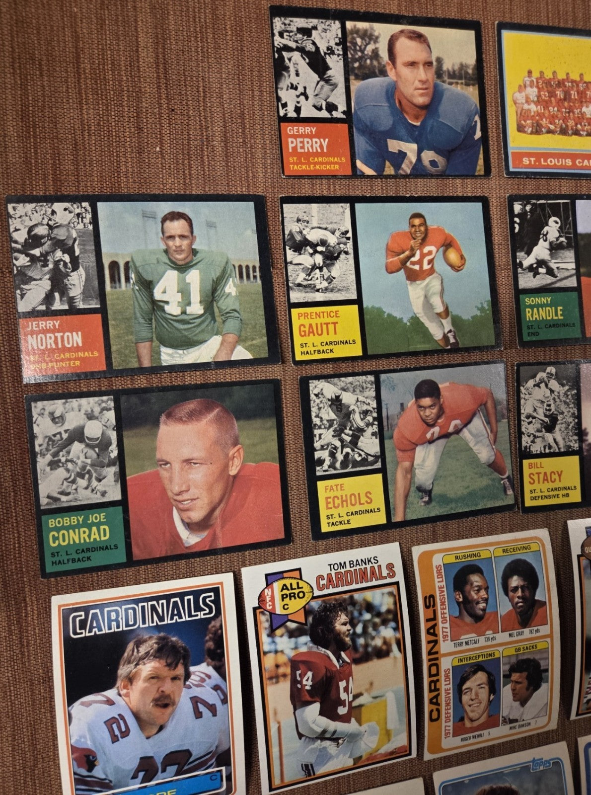 Topps Cardinals Football Cards Dierdorf Gray Metcalf Wehrli Anderson Gautt SP RC3