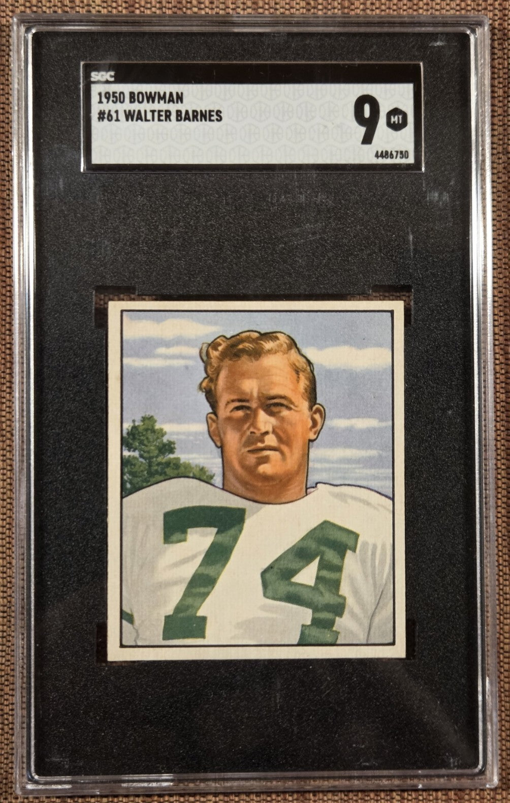 1950 Bowman #61 Walter Barnes Philadelphia Eagles Football Card SGC 9 Mint RC0