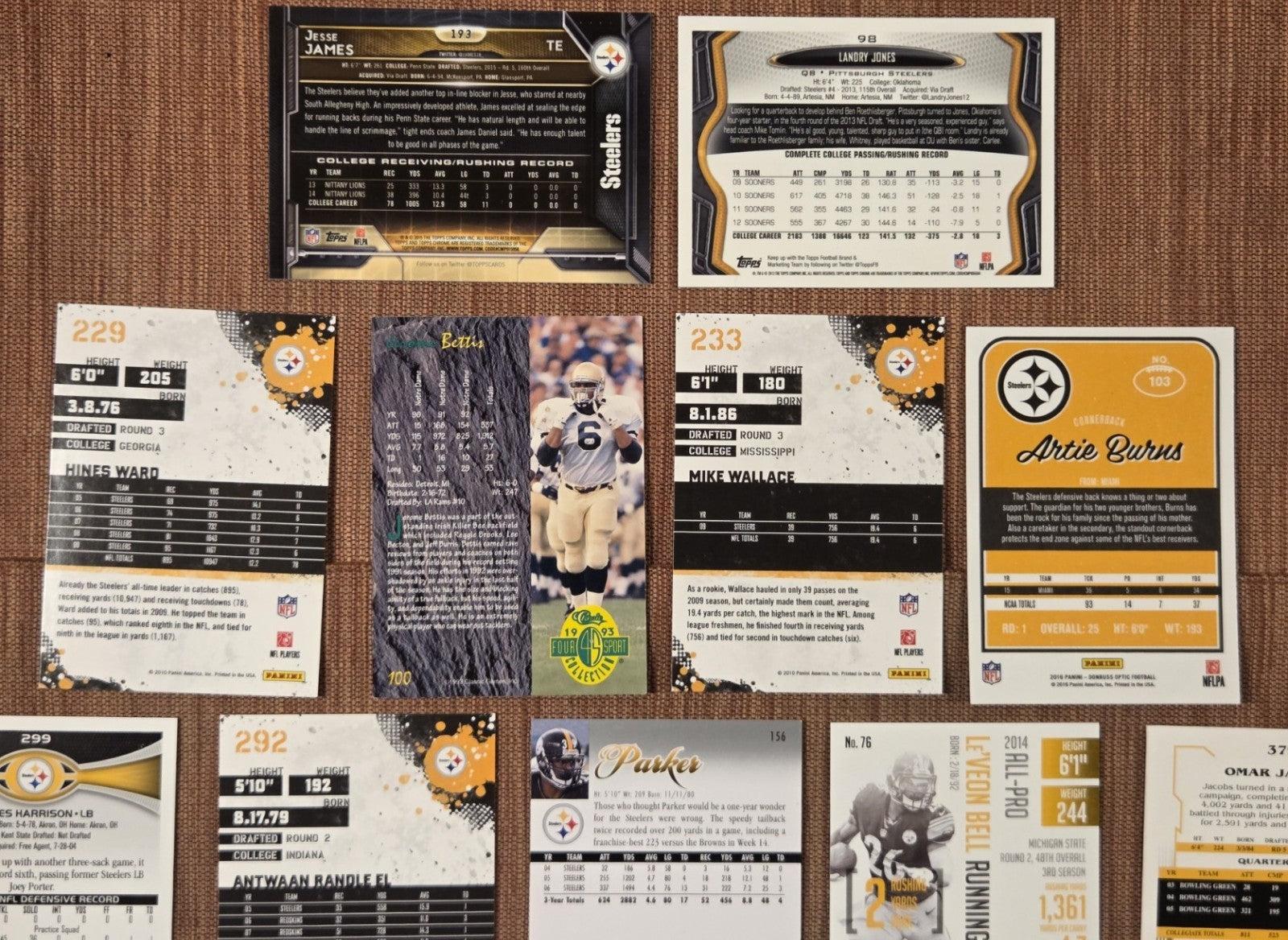 Pittsburgh Steelers Football Cards Roethlisberger Bettis RC Ward Polamalu Dobbs4