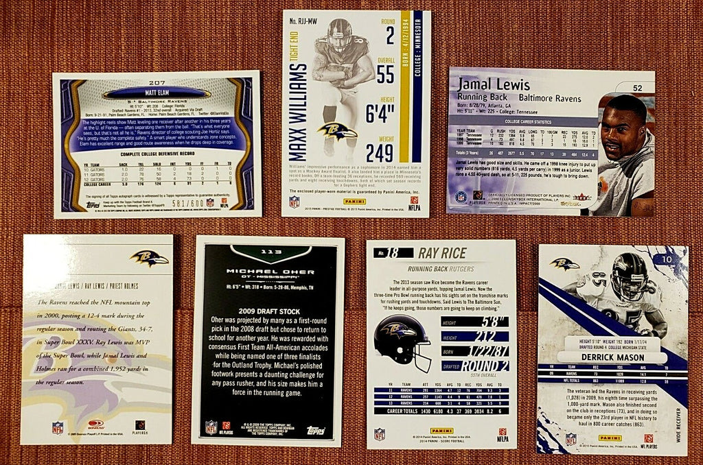 RAVENS FOOTBALL CARDS WILLIAMS JSY RC /100 ELAM AU RC SMITH RC REFRACTOR OHER RC4