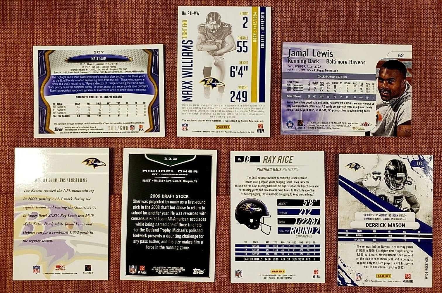 RAVENS FOOTBALL CARDS WILLIAMS JSY RC /100 ELAM AU RC SMITH RC REFRACTOR OHER RC4