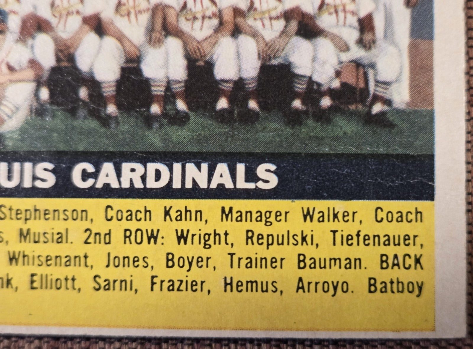 1956 Topps #134 St. Louis Cardinals Musial Moon Boyer Virdon Haddix Schoendienst3