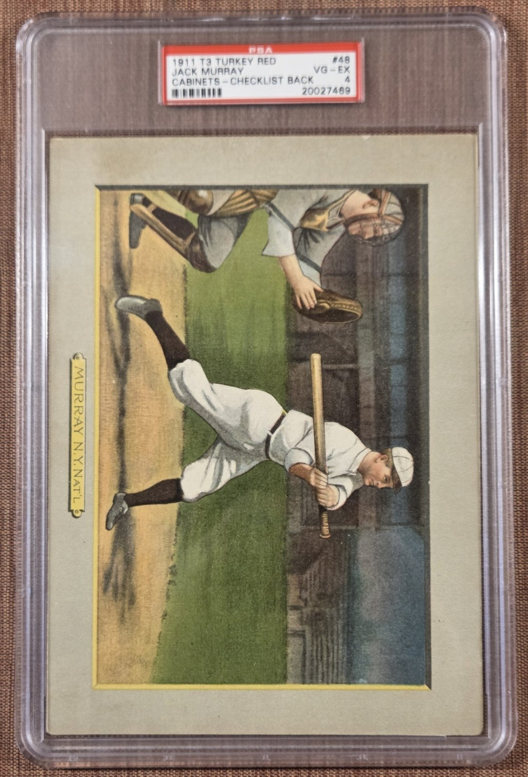 1911 Turkey Red Cabinets CL Back T3 Jack Murray NY Giants Baseball Cabinets PSA40