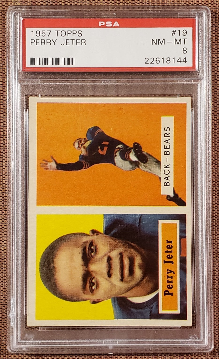 1957 Topps #19 Perry Jeter Chicago Bears Vintage Original Football Card PSA 80