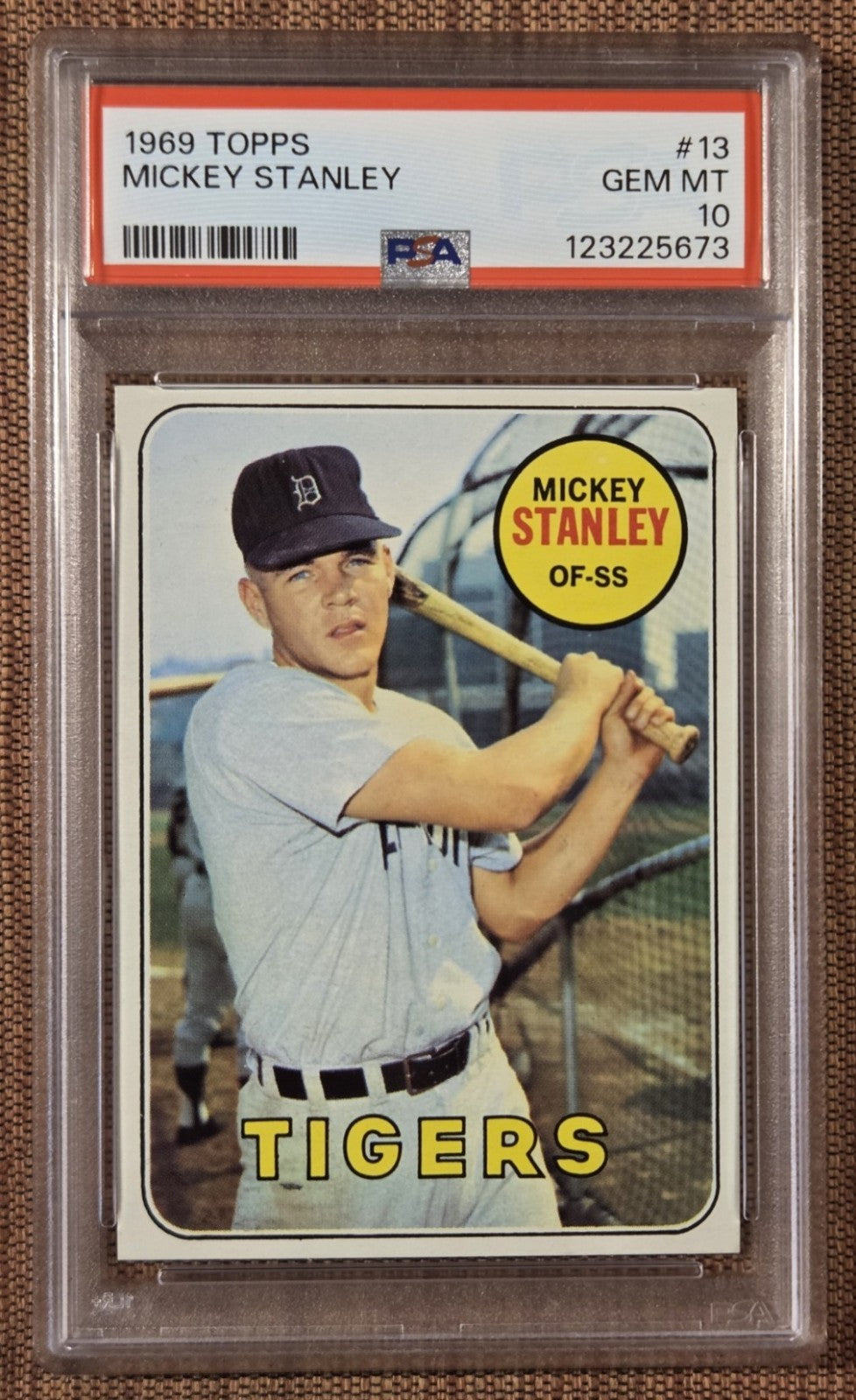 1969 Topps #13 Mickey Stanley Detroit Tigers Baseball Card PSA 10 Gem Mint0