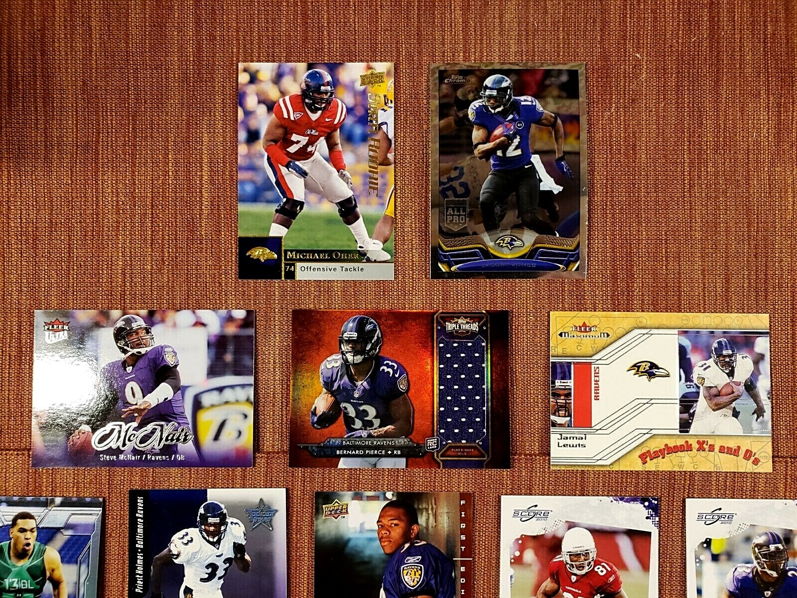 RAVENS FOOTBALL CARDS PIERCE JSY /99 LANDRY RC /599 REED OHER RC RICE RC LEWIS0