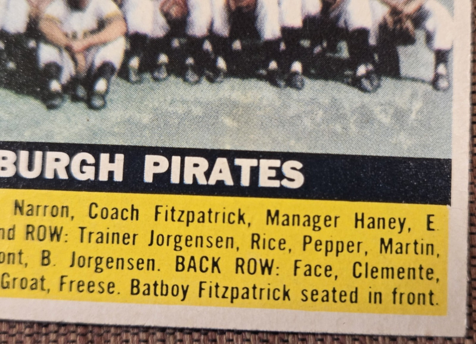 1956 Topps #121 Pittsburgh Pirates Baseball Card Clemente Friend Law Groat3