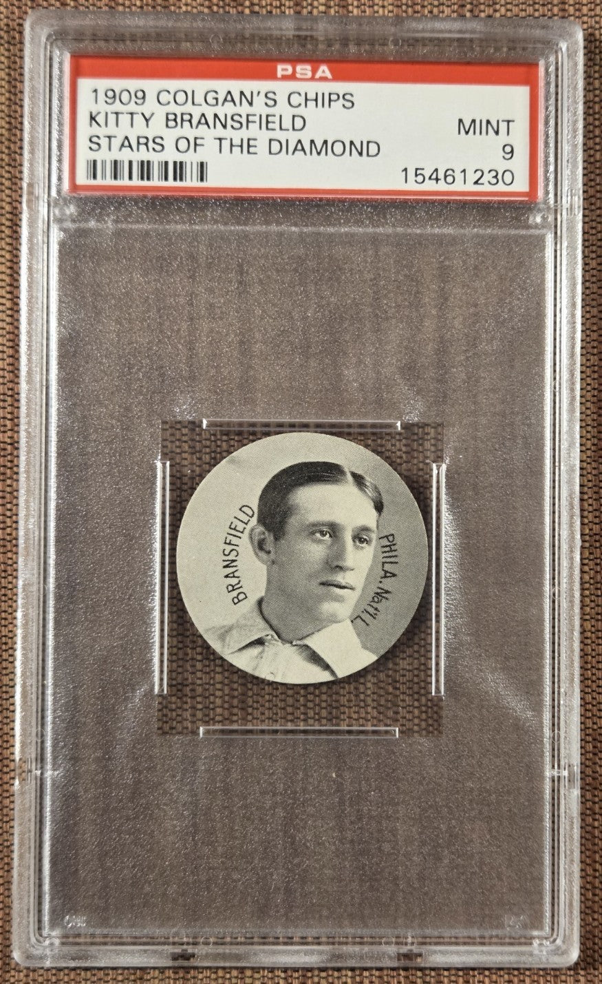 1909 Colgan's Chips Kitty Bransfield Phillies Pirates Baseball Card PSA 9 Mint0