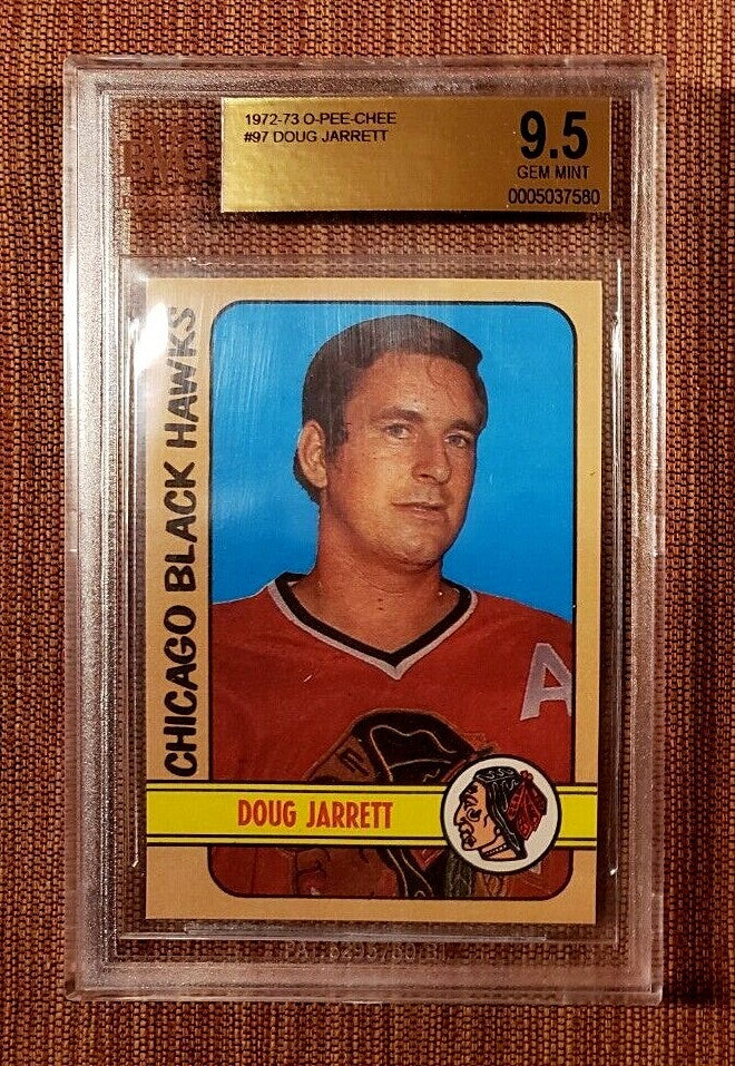 1972 O-Pee-Chee #97 Doug Jarrett Blackhawks Hockey Card BVG 9.5 Gem Mint Pop 10