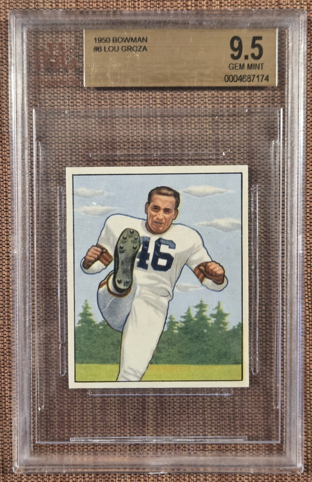 1950 Bowman #6 Lou Groza Browns Rookie Football Card BVG 9.5 Gem Mint RC0