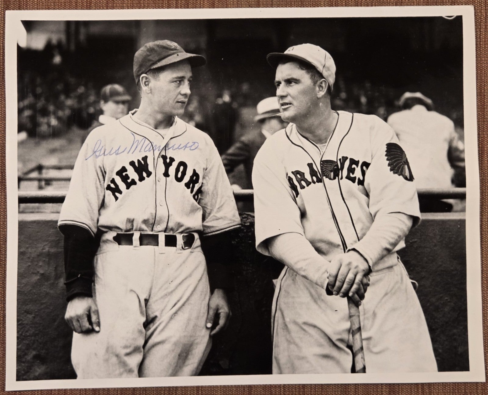 Gus Mancuso Auto New York Giants 1930's Baseball 8x10 Photo JSA Shanty Hogan0