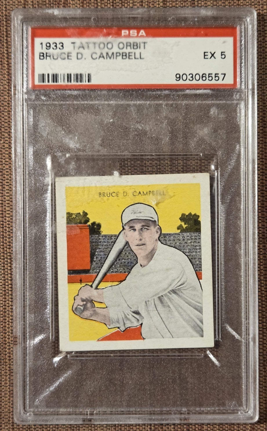 1933 Tattoo Orbit R305 Bruce Campbell St. Louis Browns Baseball Card PSA 5 EX0