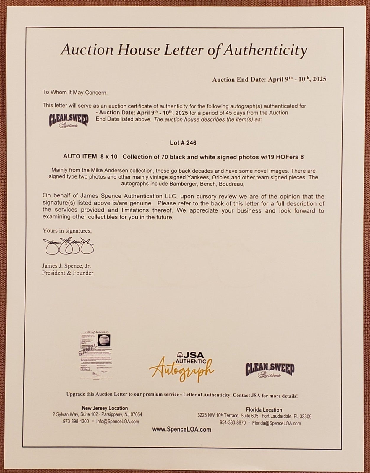 Carl Hubbell Auto New York Giants Vintage Original Baseball 8x10 Photo JSA HOF6