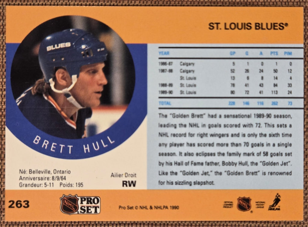 1990 Pro Set #263 Brett Hull St. Louis Blues Original Hockey Card JSA AUTO5